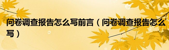 问卷调查报告怎么写前言（问卷调查报告怎么写）