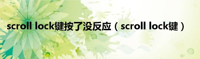 scroll lock键按了没反应（scroll lock键）