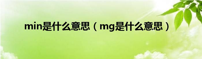 min是什么意思（mg是什么意思）