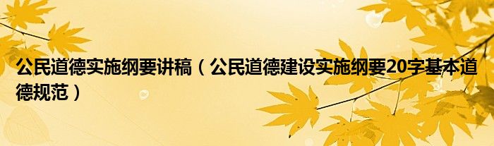 公民道德实施纲要讲稿（公民道德建设实施纲要20字基本道德规范）