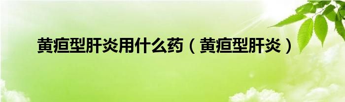 黄疸型肝炎用什么药（黄疸型肝炎）