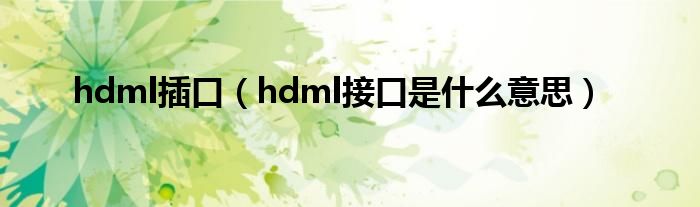 hdml插口（hdml接口是什么意思）