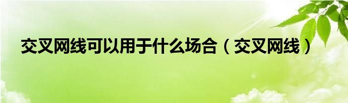 交叉网线可以用于什么场合（交叉网线）