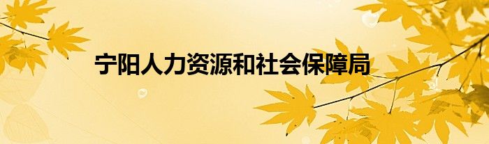 宁阳人力资源和社会保障局