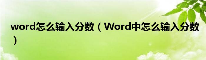 word怎么输入分数（Word中怎么输入分数）