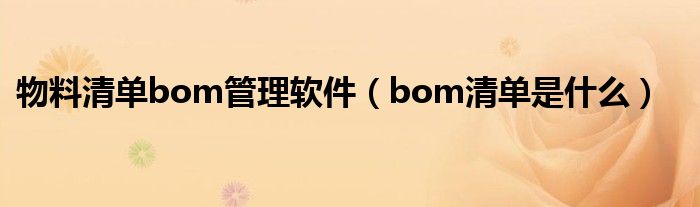 物料清单bom管理软件（bom清单是什么）