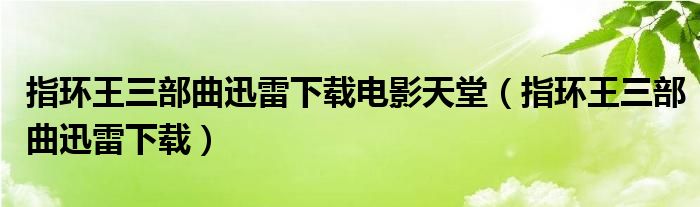 指环王三部曲迅雷下载电影天堂（指环王三部曲迅雷下载）