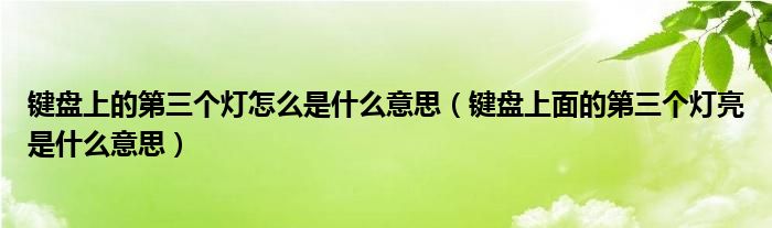 键盘上的第三个灯怎么是什么意思（键盘上面的第三个灯亮是什么意思）