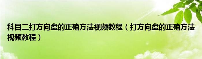 科目二打方向盘的正确方法视频教程（打方向盘的正确方法视频教程）