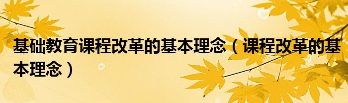 基础教育课程改革的基本理念（课程改革的基本理念）