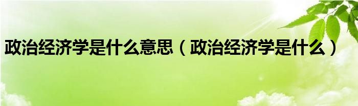 政治经济学是什么意思（政治经济学是什么）