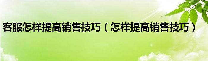 客服怎样提高销售技巧（怎样提高销售技巧）