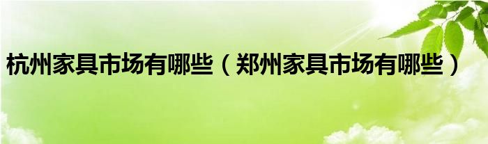 杭州家具市场有哪些（郑州家具市场有哪些）