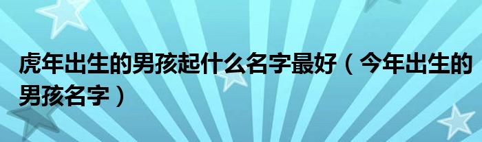 虎年出生的男孩起什么名字最好（今年出生的男孩名字）