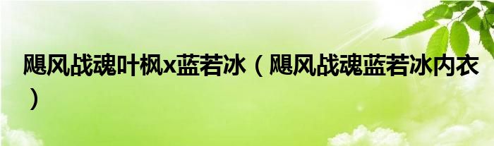 飓风战魂叶枫x蓝若冰（飓风战魂蓝若冰内衣）