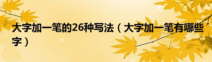 大字加一笔的26种写法（大字加一笔有哪些字）