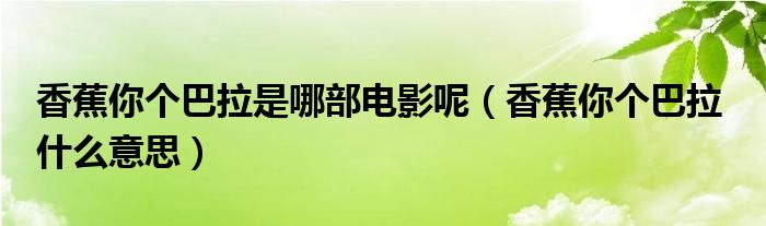 香蕉你个巴拉是哪部电影呢（香蕉你个巴拉  什么意思）