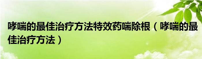 哮喘的最佳治疗方法特效药喘除根（哮喘的最佳治疗方法）