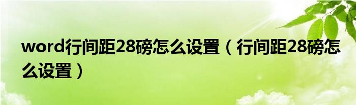 word行间距28磅怎么设置（行间距28磅怎么设置）