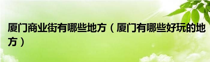 厦门商业街有哪些地方（厦门有哪些好玩的地方）