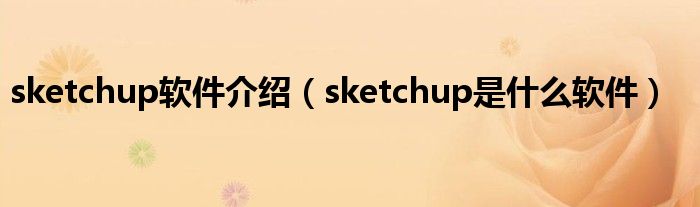 sketchup软件介绍（sketchup是什么软件）