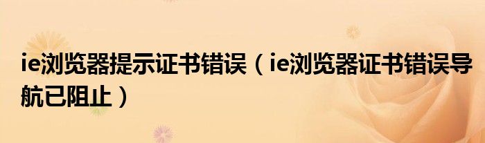 ie浏览器提示证书错误（ie浏览器证书错误导航已阻止）