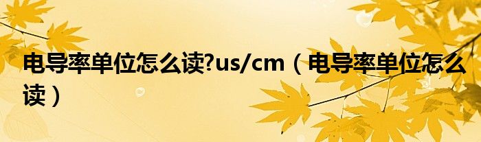 电导率单位怎么读?us/cm（电导率单位怎么读）