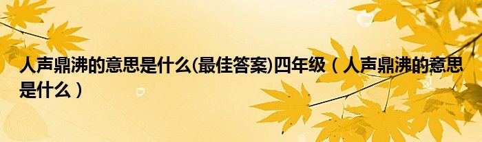 人声鼎沸的意思是什么(最佳答案)四年级（人声鼎沸的意思是什么）