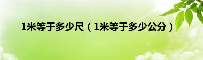 1米等于多少尺（1米等于多少公分）