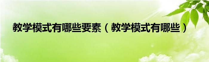 教学模式有哪些要素（教学模式有哪些）