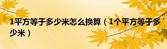 1平方等于多少米怎么换算（1个平方等于多少米）