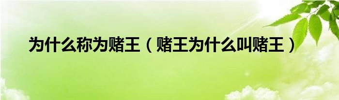 为什么称为赌王（赌王为什么叫赌王）