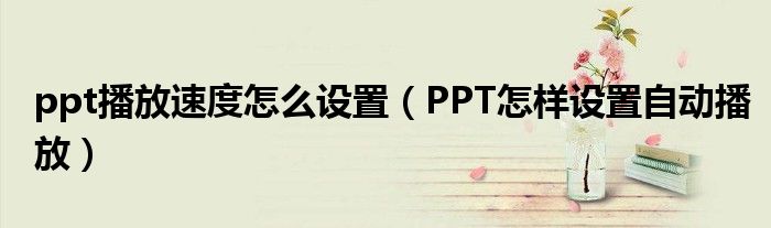 ppt播放速度怎么设置（PPT怎样设置自动播放）