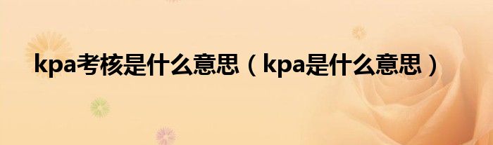 kpa考核是什么意思（kpa是什么意思）