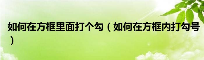 如何在方框里面打个勾（如何在方框内打勾号）