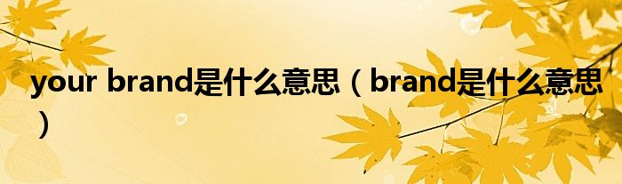 your brand是什么意思（brand是什么意思）