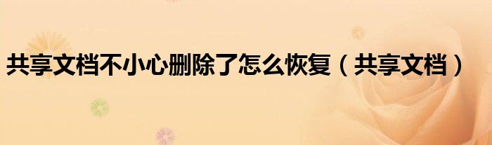 共享文档不小心删除了怎么恢复（共享文档）