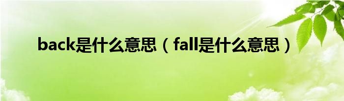 back是什么意思（fall是什么意思）