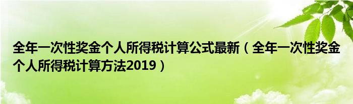 全年一次性奖金个人所得税计算公式最新（全年一次性奖金个人所得税计算方法2019）