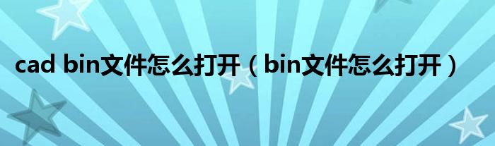 cad bin文件怎么打开（bin文件怎么打开）