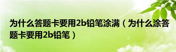 为什么答题卡要用2b铅笔涂满（为什么涂答题卡要用2b铅笔）