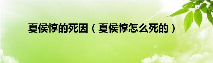 夏侯惇的死因（夏侯惇怎么死的）