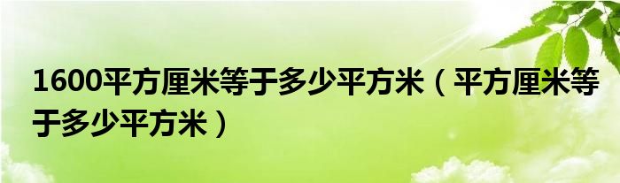 1600平方厘米等于多少平方米（平方厘米等于多少平方米）