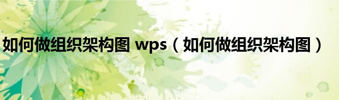 如何做组织架构图 wps（如何做组织架构图）