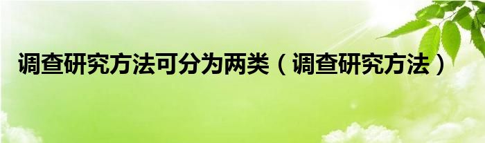 调查研究方法可分为两类（调查研究方法）