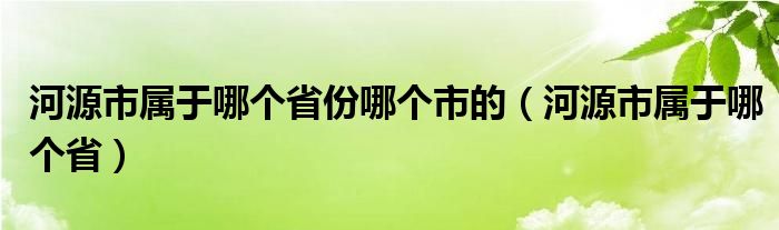 河源市属于哪个省份哪个市的（河源市属于哪个省）