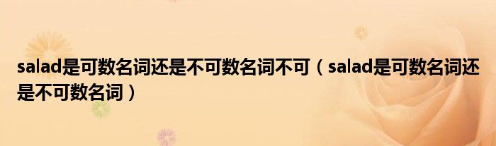 salad是可数名词还是不可数名词不可（salad是可数名词还是不可数名词）