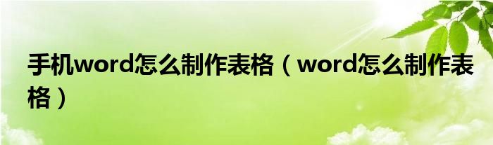 手机word怎么制作表格（word怎么制作表格）