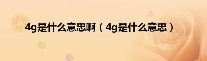 4g是什么意思啊（4g是什么意思）