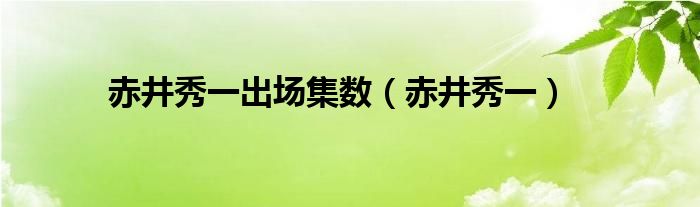 赤井秀一出场集数（赤井秀一）